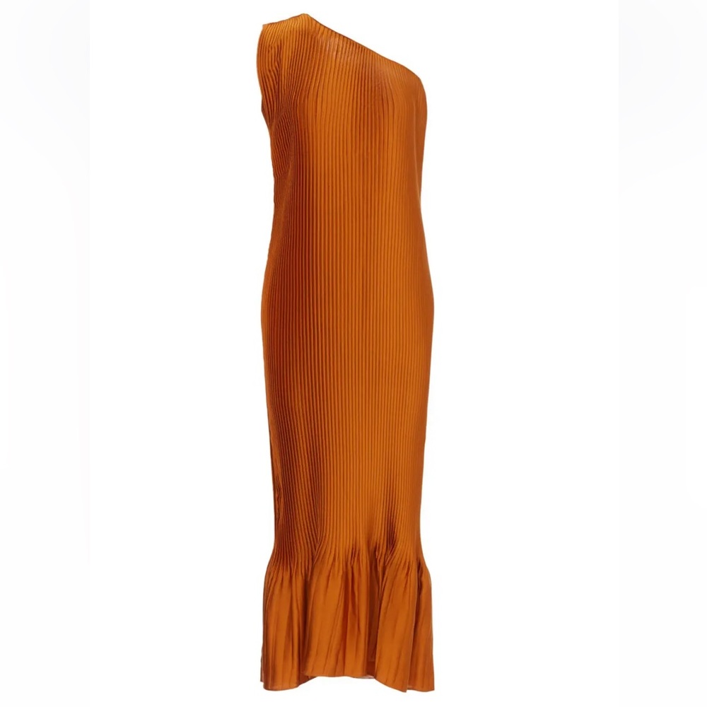Tome Collective Satin Pleated One Shoulder Dress